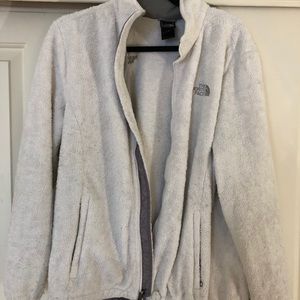 North face fuzzy zip up jacket